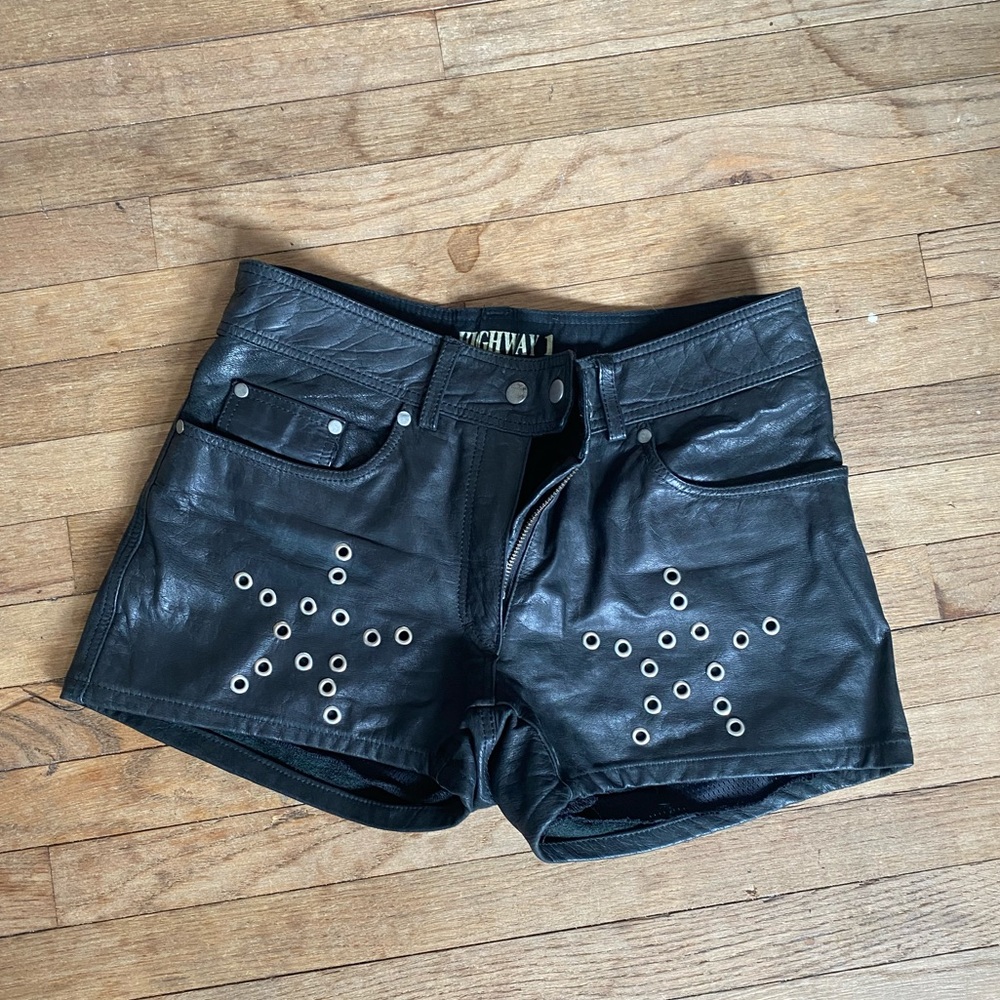 Leather biker shorts